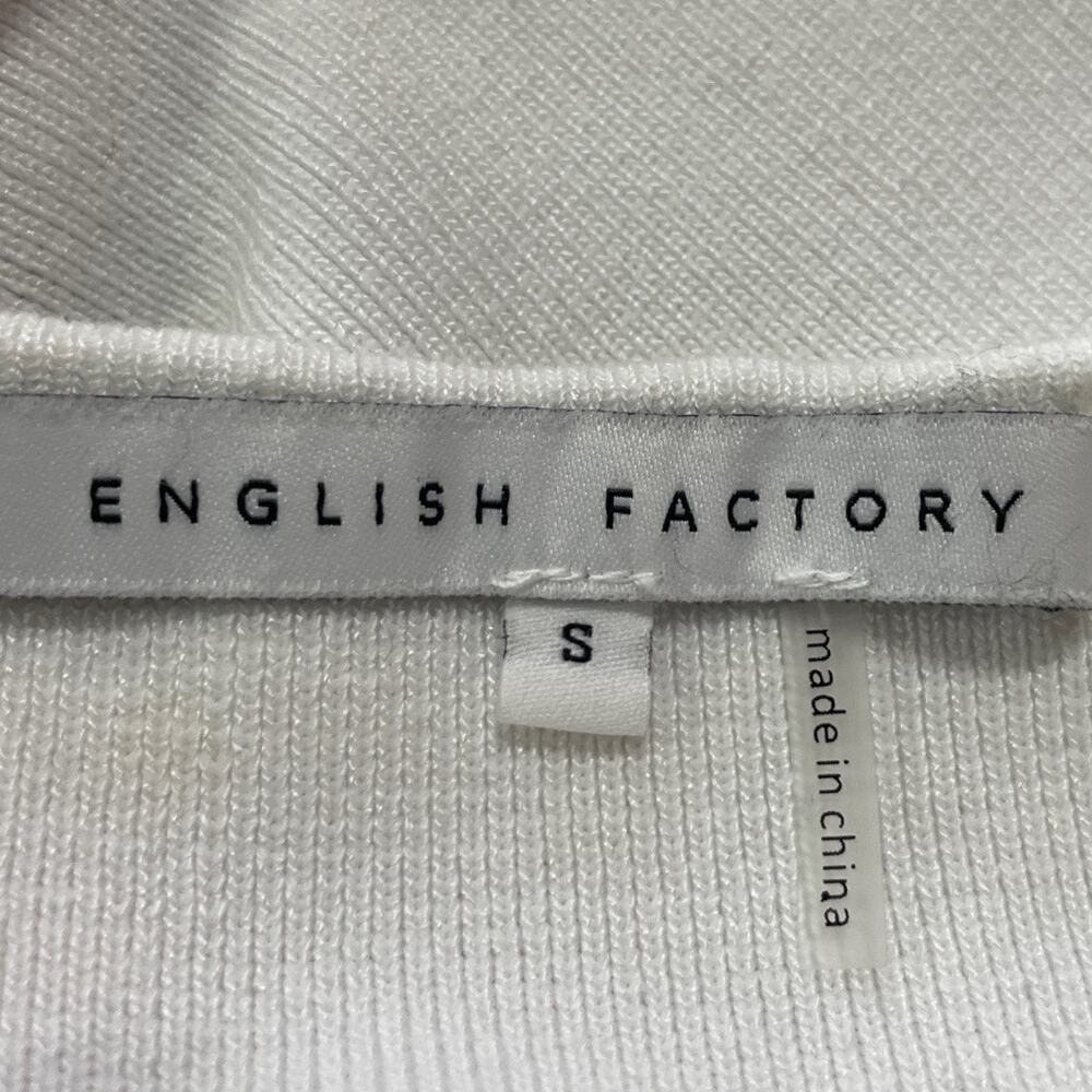 Womens Size Small English Factory White/Blue Sleeveless Knit Dress Ruffle Detail - Picture 3 of 5